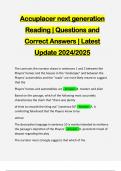 Accuplacer next generation Reading | Questions and Correct Answers | Latest Update 2024/2025