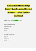 Accuplacer Math College Exam | Questions and Correct Answers | Latest Update 2024/2025