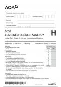 AQA GCSE  COMBINED SCIENCE: SYNERGY  Higher Tier Paper 2 Life and Environmental Sciences JUNE 2024