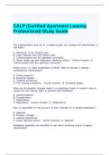 CALP (Certified Apartment Leasing Professional) Study Guide with complete solutions