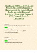 Final Exam: NR605 / NR 605 (Latest Update 2024 / 2025) Diagnosis & Management in Psychiatric-Mental Health across the Lifespan I Practicum | Questions & Answers | 100% Correct | Grade A - Chamberlain