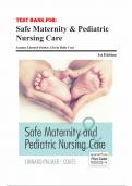 SAFE MATERNITY & PEDIATRIC NURSING CARE 1st EDITION TEST BANK By Luanne Linnard-Palmer and Gloria Haile Coats ISBN- 978-0803624948 Latest Verified Review 2024 Practice Questions and Answers for Exam Preparation, 100% Correct with Explanations, Highly Reco