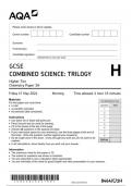 AQA GCSE  COMBINED SCIENCE: TRILOGY  Higher Tier    Chemistry Paper 1H JUNE 2024