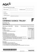 AQA GCSE  COMBINED SCIENCE: TRILOGY  Foundation Tier    Physics Paper 1F JUNE 2024