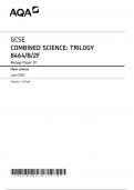 AQA GCSE  COMBINED SCIENCE: TRILOGY  8464/B/2F  Biology Paper 2F  Mark scheme  June 2024 