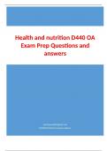 Health and nutrition D440 OA Exam Prep Questions and answers