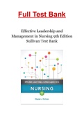 Effective Leadership and Management in Nursing 9th Edition Sullivan Test Bank