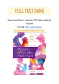 Maternity and Women’s Health Care 12th Edition Lowdermilk Test Bank