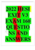   2022 HESI EXIT V3 EXAM 160 QUESTIONS AND ANSWERS 