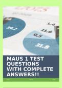 MAUS 1 TEST QUESTIONS WITH COMPLETE ANSWERS!!