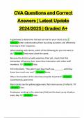 CVA Questions and Correct Answers | Latest Update 2024/2025 | Graded A+