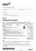 AQA GCSE  COMPUTER SCIENCE  Paper 1 Computational thinking and programming skills– VB.NET JUNE 2024