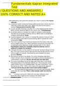 Fundamentals Kaplan Integrated Test QUESTIONS AND ANSWERS 100- CORRECT AND RATED A+