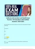 California Life Accident and Health Exam Practice/ 353 Questions with Verified Answers/ 2024-2025