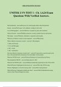 UNITEK LVN TEST 1 - Ch. 1,4,24 Exam Questions With Verified Answers.