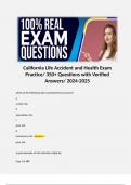 California Life Accident and Health Exam Practice/ 350+ Questions with Verified Answers/ 2024-2025