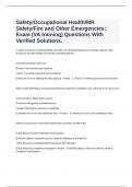  Safety/Occupational Health/MR Safety/Fire and Other Emergencies: Exam (VA training) Questions With Verified Solutions.