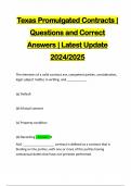 Texas Promulgated Contracts | Questions and Correct Answers | Latest Update 2024/2025