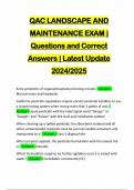 QAC LANDSCAPE AND MAINTENANCE EXAM | Questions and Correct Answers | Latest Update 2024/2025