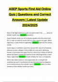 ASEP Sports First Aid Online Quiz | Questions and Correct Answers | Latest Update 2024/2025