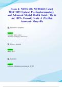 Exam 4: NURS 660/ NURS660 (Latest 2024/ 2025 Update) Psychopharmacology and Advanced Mental Health Guide | Qs & As| 100% Correct| Grade A (Verified Answers)- Maryville