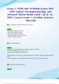 Exam 1: NURS 660/ NURS660 (Latest 2024/ 2025 Update) Psychopharmacology and Advanced Mental Health Guide | Qs & As| 100% Correct| Grade A (Verified Answers)- Maryville