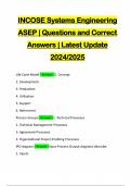 INCOSE Systems Engineering ASEP | Questions and Correct Answers | Latest Update 2024/2025