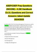 ASEP/CSEP Prep Questions (INCOSE) - II (SE Handbook Ch.5) | Questions and Correct Answers | latest Update 2024/2025