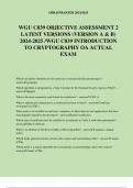 WGU C839 OBJECTIVE ASSESSMENT 2 LATEST VERSIONS (VERSION A & B) 2024-2025 /WGU C839 INTRODUCTION TO CRYPTOGRAPHY OA ACTUAL EXAM