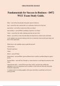 Fundamentals for Success in Business - D072 WGU Exam Study Guide.