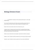 Biology Entrance Exam  Questions and Answers