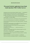 Wisconsin Pesticide Application Exam Study Guide Questions With Verified Answers