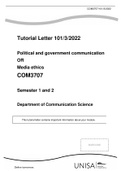 COM3707 - Political And Government Communication And Media Ethics Semester 1 and 2 Assignments 2022.