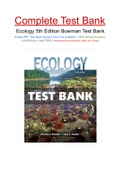 Ecology 5th Edition Bowman Test Bank