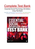 Essential Social Psychology 4th Edition Crisp Test Bank