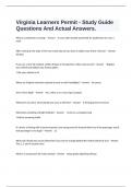  Virginia Learners Permit - Study Guide Questions And Actual Answers.