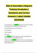 Ellis & Associates Lifeguard Training Vocabulary | Questions and Correct Answers | Latest Update 2024/2025