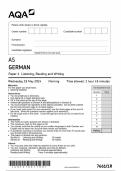 AQA AS GERMAN Paper 1 Listening, Reading and Writing Question Paper 2024