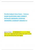 Florida Subject Area Exam – Science EXAM QUESTIONS AND CORRECT DETAILED ANSWERS (VERIFIED ANSWERS) |ALREADY GRADED A+