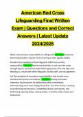 American Red Cross Lifeguarding Final Written Exam | Questions and Correct Answers | Latest Update 2024/2025