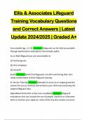 Ellis & Associates Lifeguard Training Vocabulary Questions and Correct Answers | Latest Update 2024/2025 | Graded A+