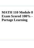 MATH 110 Module 8 Exam 2022 Scored 100% - Portage Learning