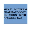 NURSING MSN 571 MIDTERM PHARMACOLOGY QUESTIONS WITH ANSWERS 2022