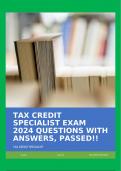 TAX CREDIT SPECIALIST EXAM 2024 QUESTIONS WITH ANSWERS, PASSED!!