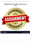 RSK4802 Assignment 2 2024 - DUE 28 October 2024 all answered by expert UNISA 2024