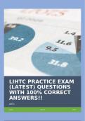 LIHTC PRACTICE EXAM (LATEST) QUESTIONS WITH 100% CORRECT ANSWERS!!