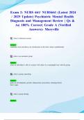 Exam 2: NURS 661/ NURS661 (Latest 2024/ 2025 Update) Psychiatric Mental Health Diagnosis and Management Review | Qs & As| 100% Correct| Grade A (Verified Answers)- Maryville