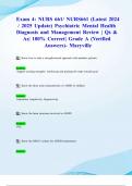 Exam 4: NURS 661/ NURS661 (Latest 2024/ 2025 Update) Psychiatric Mental Health Diagnosis and Management Review | Qs & As| 100% Correct| Grade A (Verified Answers)- Maryville