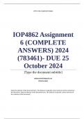 IOP4862 Assignment 6 (COMPLETE ANSWERS) 2024 (783461)- DUE 25 October 2024 ; 100% TRUSTED Complete, trusted solutions and explanations. Ensure your success with us.. 