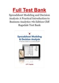 Spreadsheet Modeling and Decision Analysis A Practical Introduction to Business Analytics 7th Edition Cliff Ragsdale Test Bank